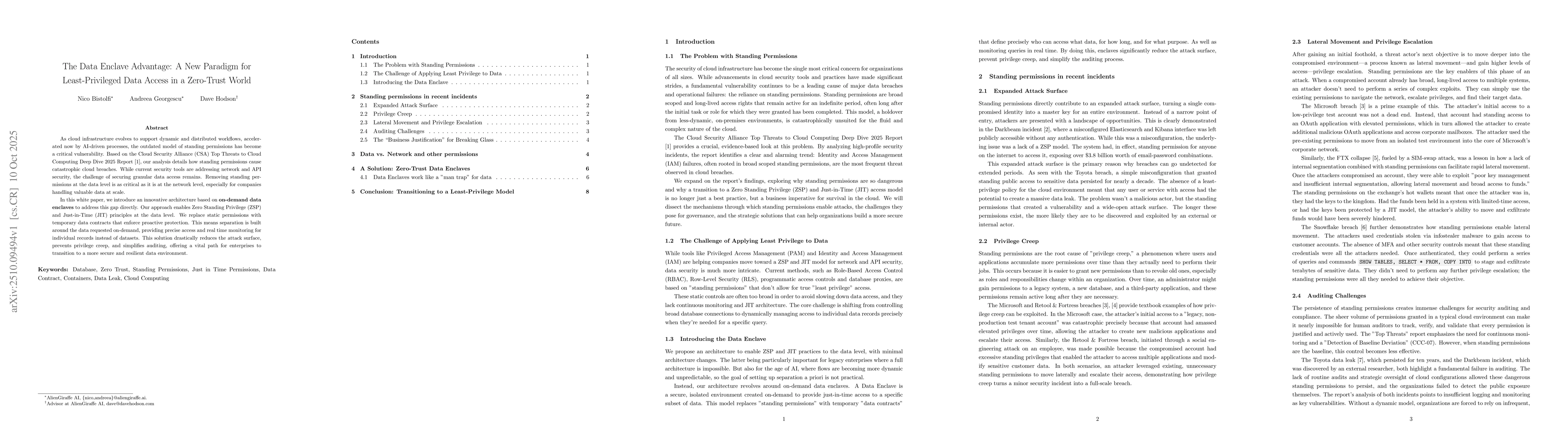 Thumbnail for The Data Enclave Advantage: A New Paradigm for Least-Privileged Data
  Access in a Zero-Trust World