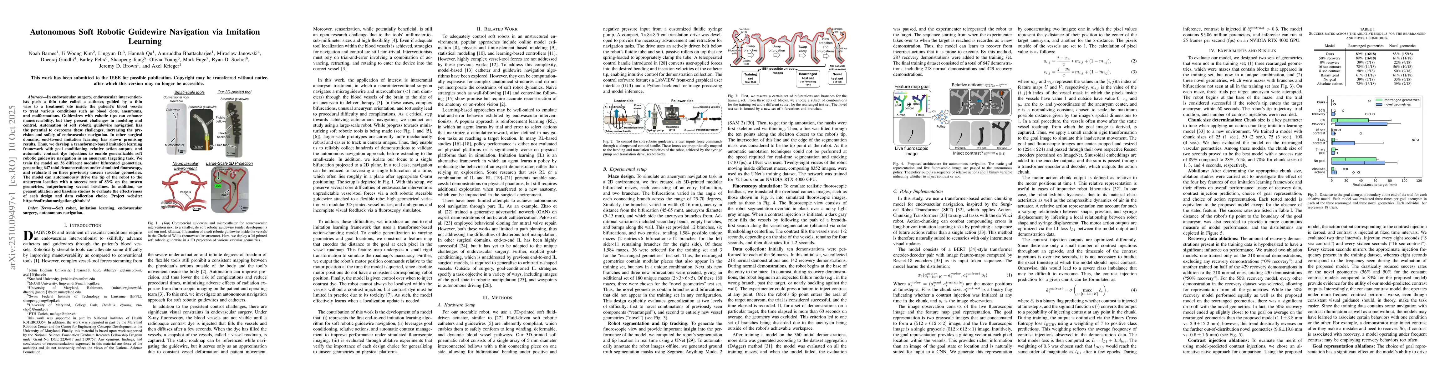 Thumbnail for Autonomous Soft Robotic Guidewire Navigation via Imitation Learning