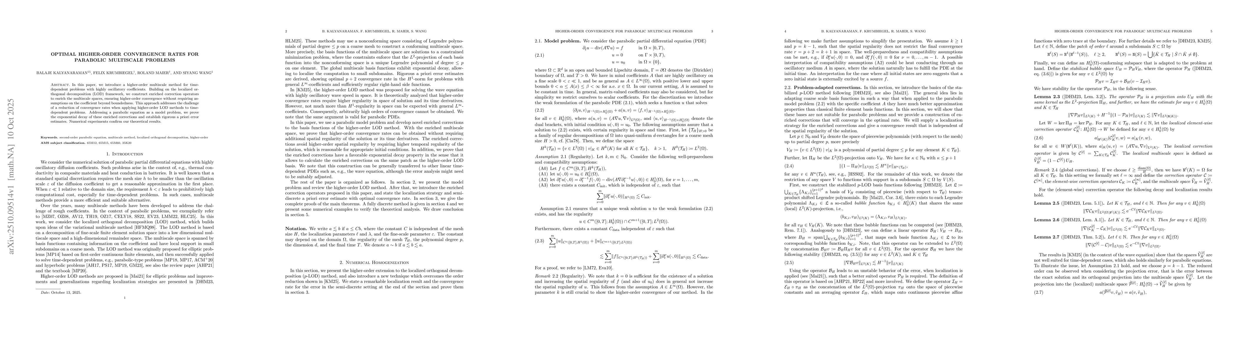Thumbnail for Optimal higher-order convergence rates for parabolic multiscale problems