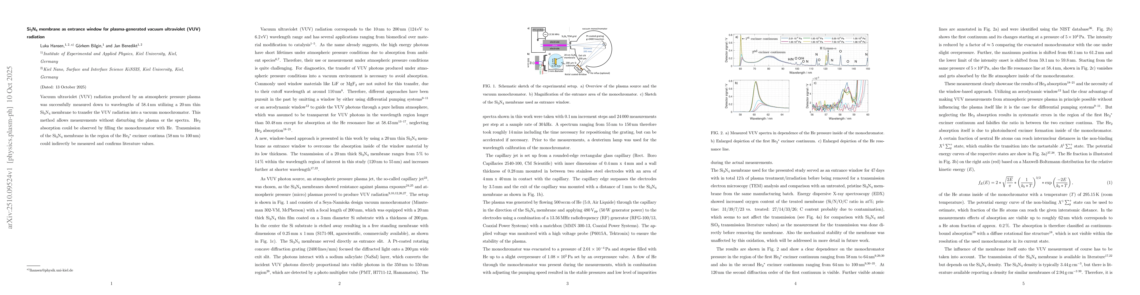 Thumbnail for Si3N4 membrane as entrance window for plasma-generated vacuum
  ultraviolet (VUV) radiation