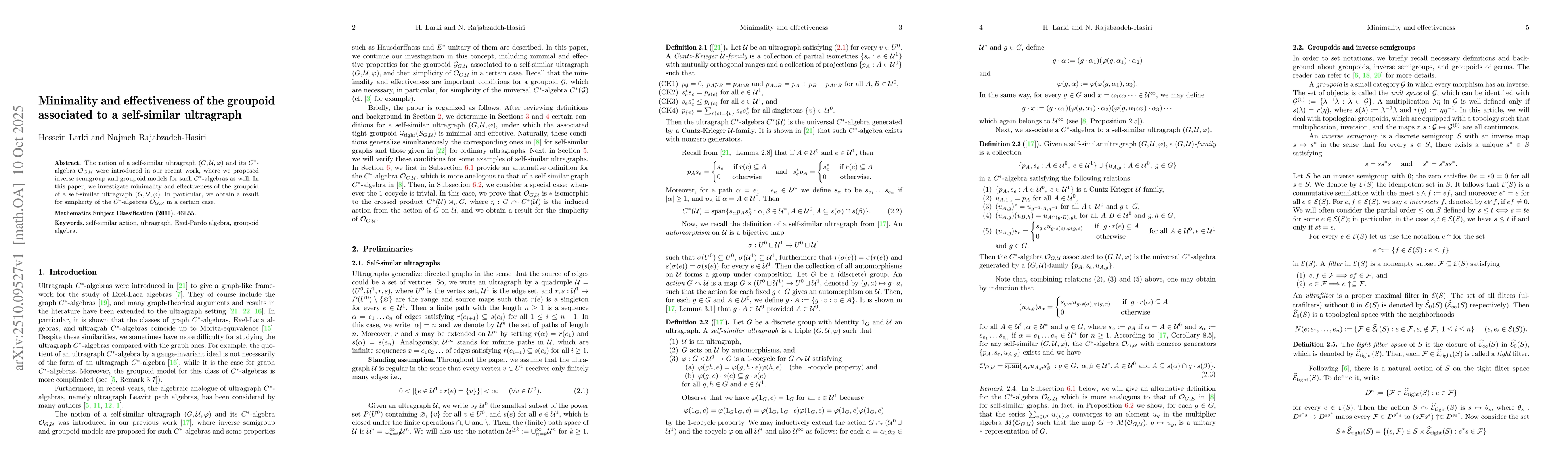 Thumbnail for Minimality and effectiveness of the groupoid associated to a
  self-similar ultragraph