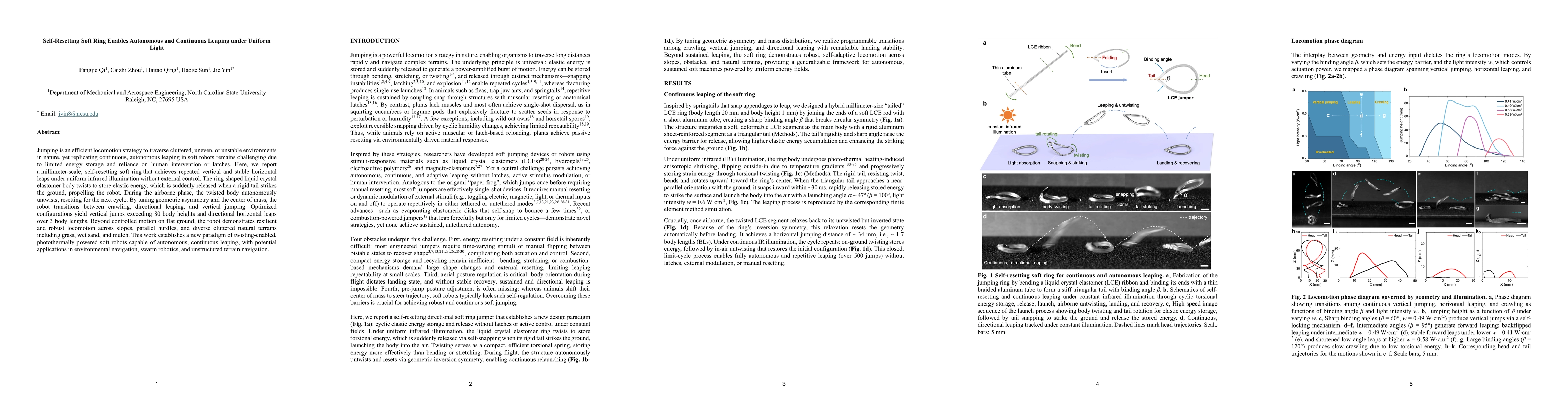 Thumbnail for Self-Resetting Soft Ring Enables Autonomous and Continuous Leaping under
  Uniform Light