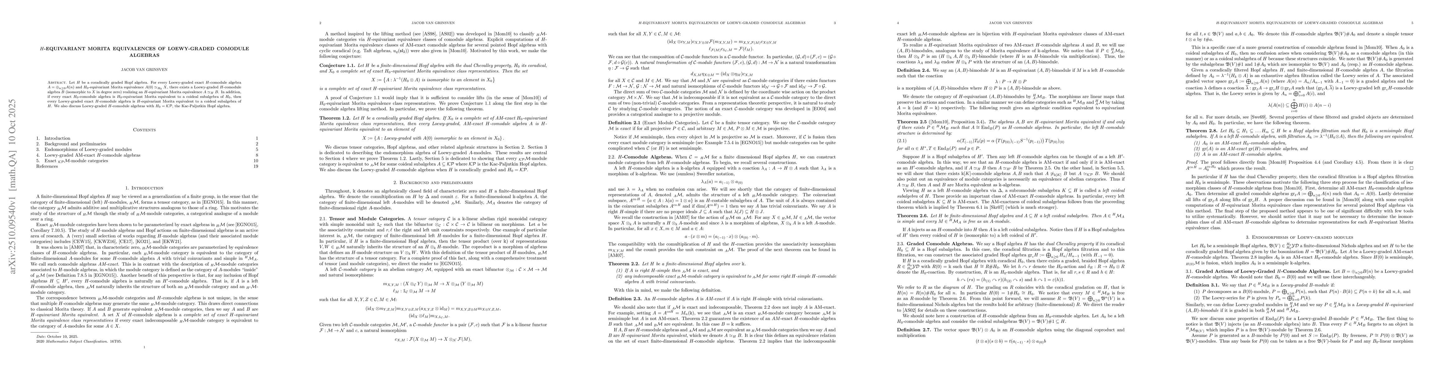 Thumbnail for $H$-Equivariant Morita equivalences of Loewy-graded comodule algebras