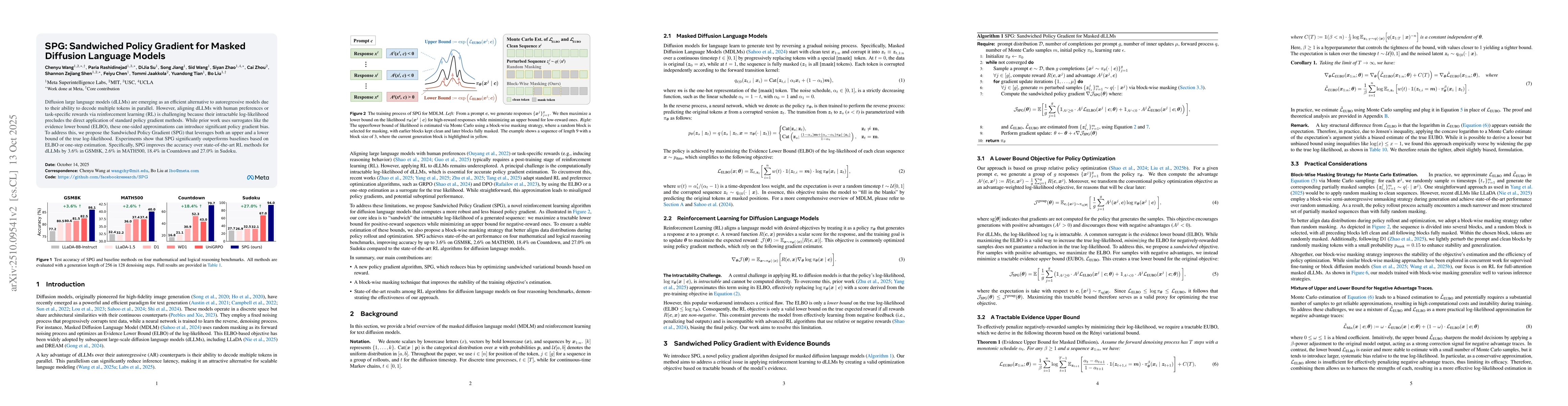 Thumbnail for SPG: Sandwiched Policy Gradient for Masked Diffusion Language Models