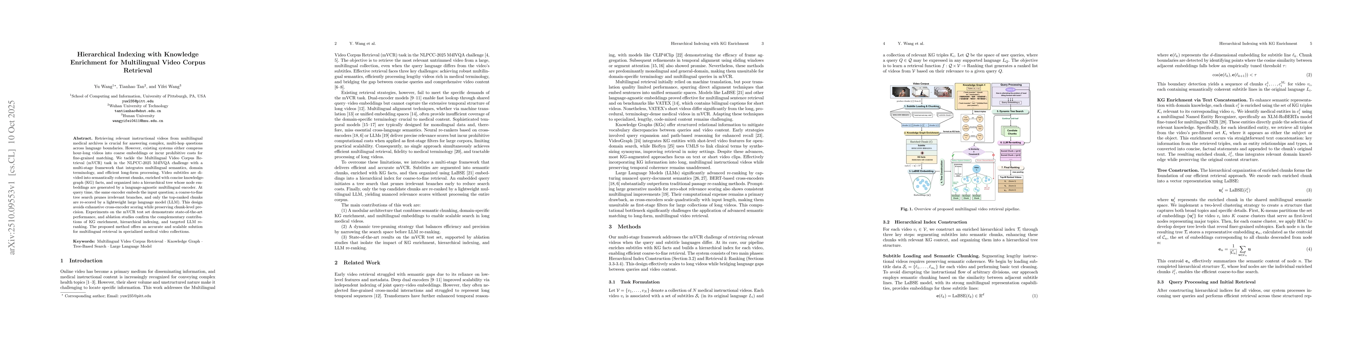 Thumbnail for Hierarchical Indexing with Knowledge Enrichment for Multilingual Video
  Corpus Retrieval