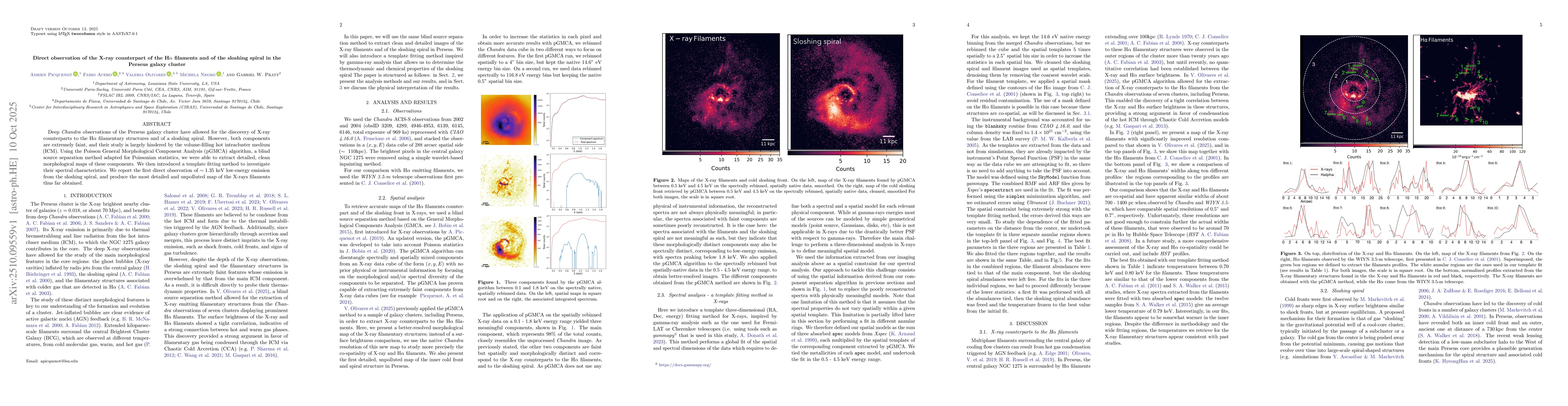 Thumbnail for Direct observation of the X-ray counterpart of the Hα filaments
  and of the sloshing spiral in the Perseus galaxy cluster
