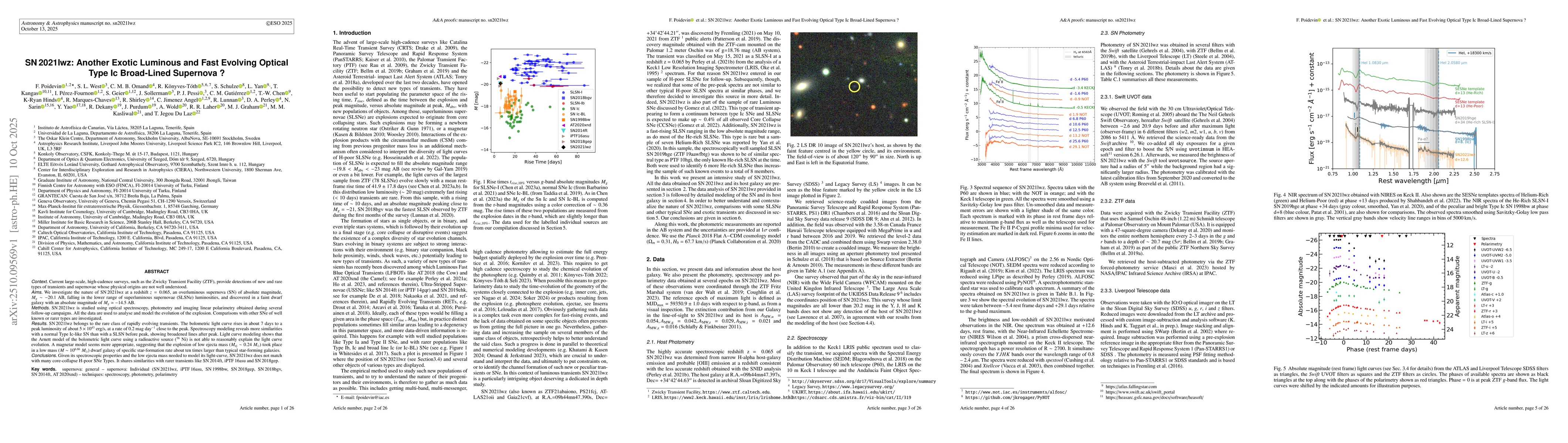 Thumbnail for SN 2021lwz: Another Exotic Luminous and Fast Evolving Optical Type Ic
  Broad-Lined Supernova ?