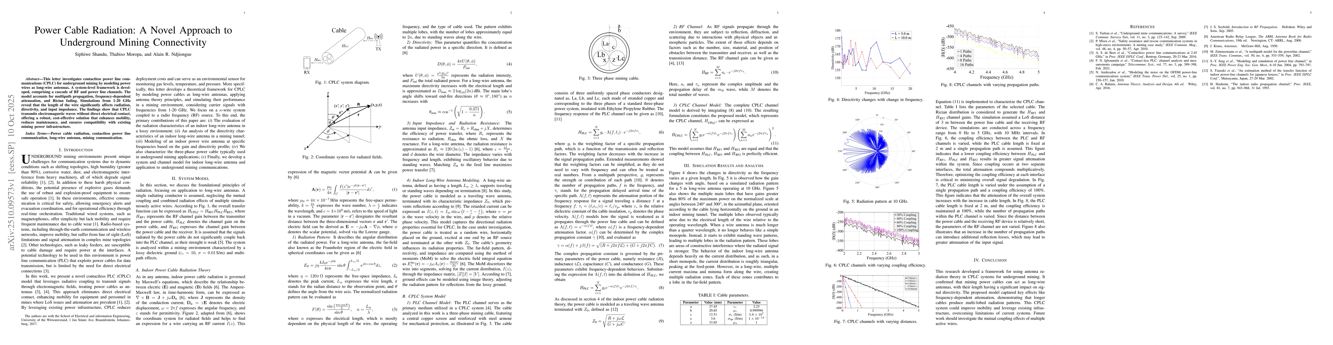 Thumbnail for Power Cable Radiation: A Novel Approach to Underground Mining
  Connectivity
