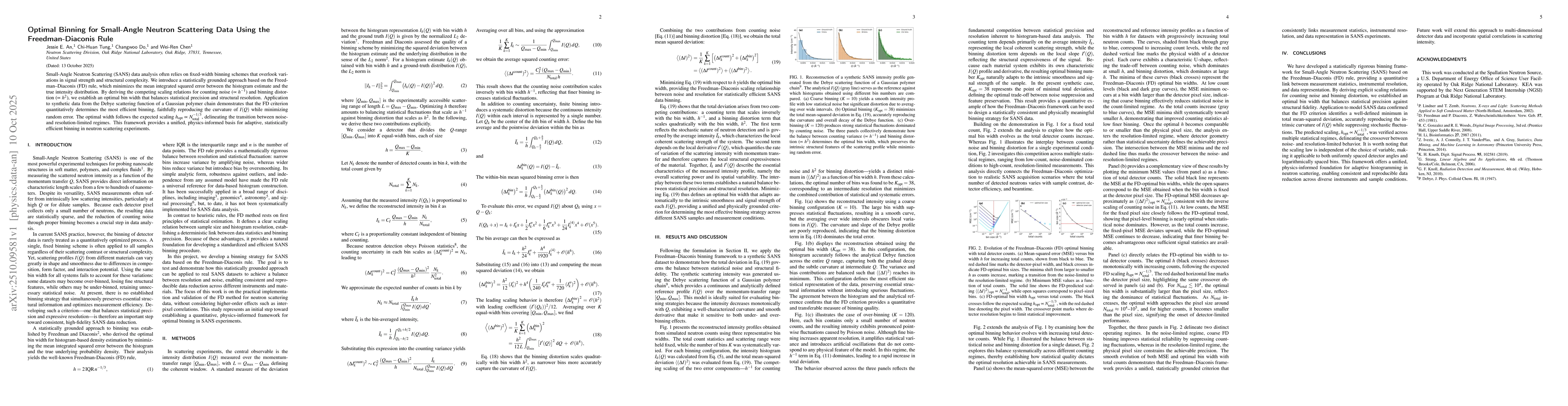 Thumbnail for Optimal Binning for Small-Angle Neutron Scattering Data Using the
  Freedman-Diaconis Rule