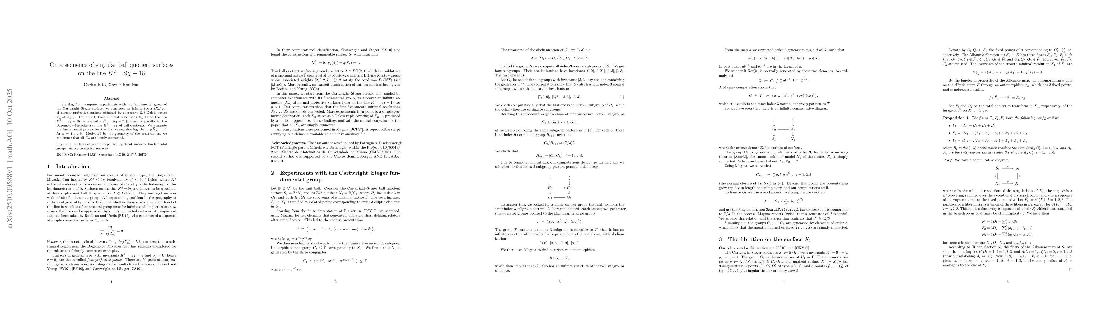 Thumbnail for On a sequence of singular ball quotient surfaces on the line
  $K^2=9χ-18$