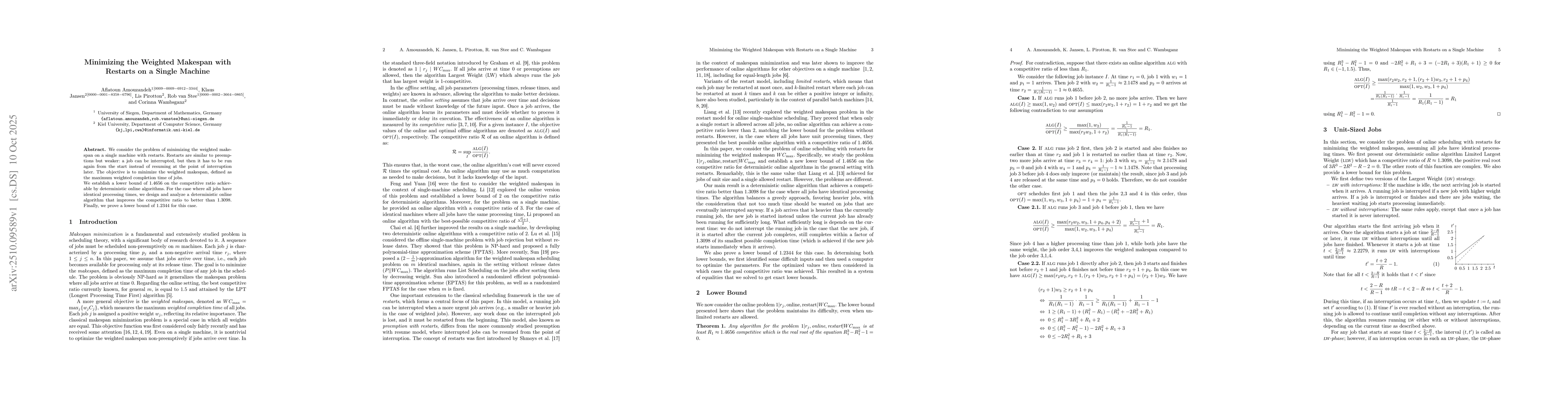 Thumbnail for Minimizing the Weighted Makespan with Restarts on a Single Machine