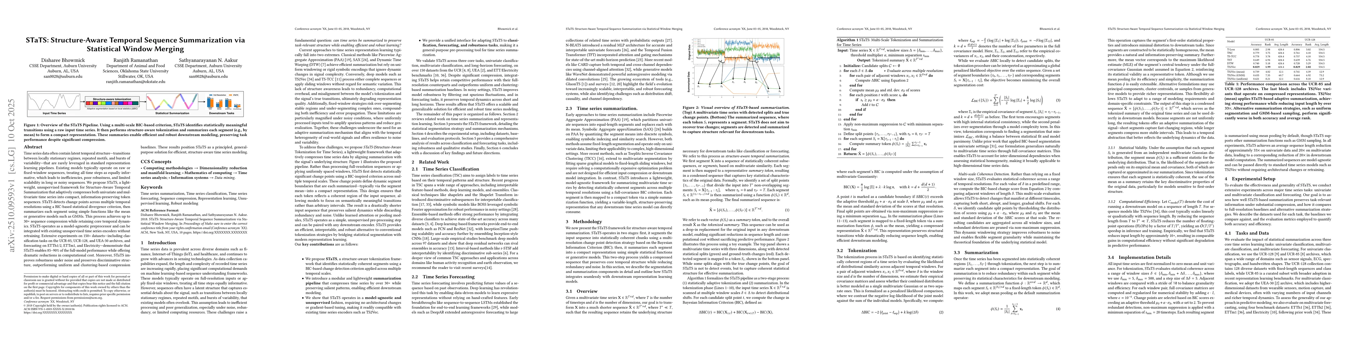 Thumbnail for STaTS: Structure-Aware Temporal Sequence Summarization via Statistical
  Window Merging