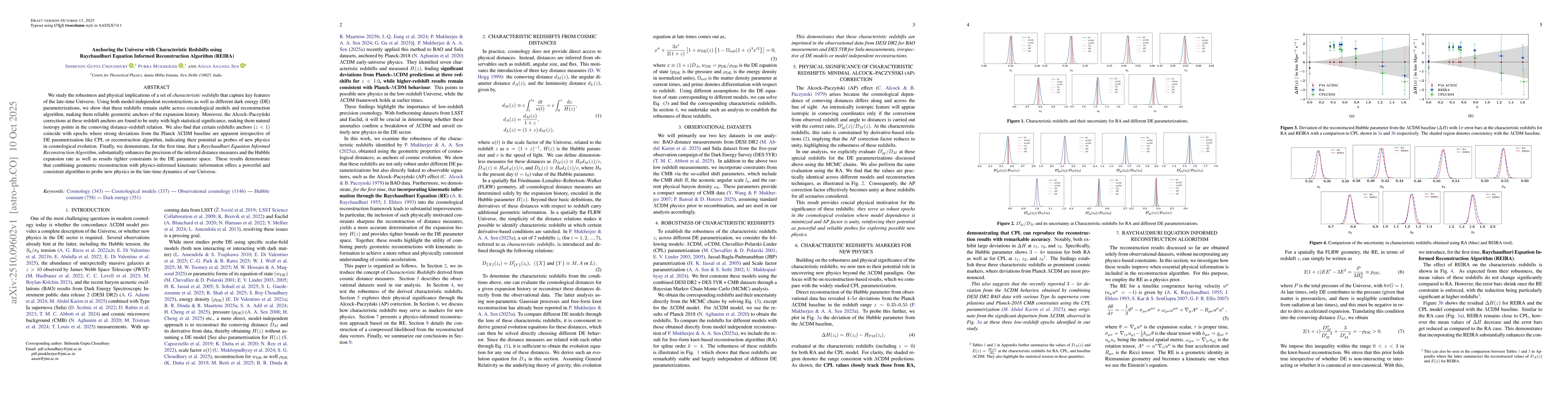 Thumbnail for Anchoring the Universe with Characteristic Redshifts using Raychaudhuri
  Equation Informed Reconstruction Algorithm (REIRA)