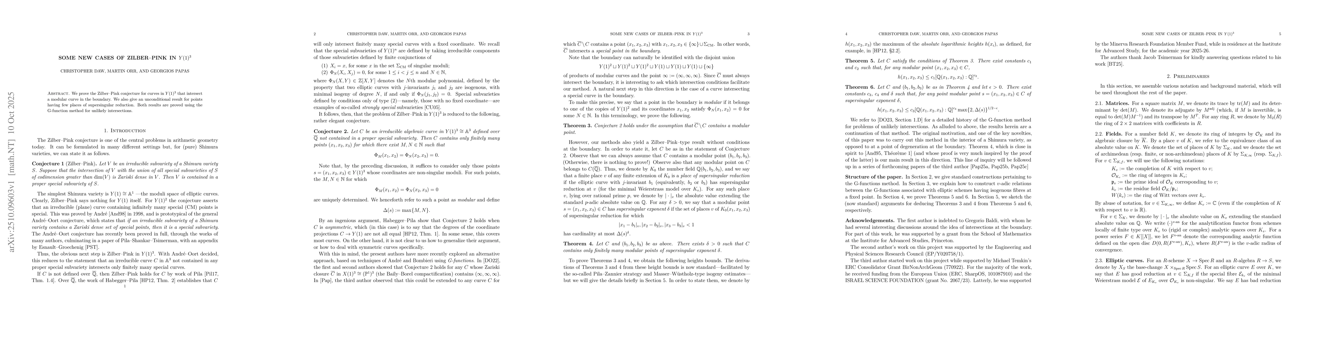 Thumbnail for Some new cases of Zilber-Pink in $Y(1)^3$