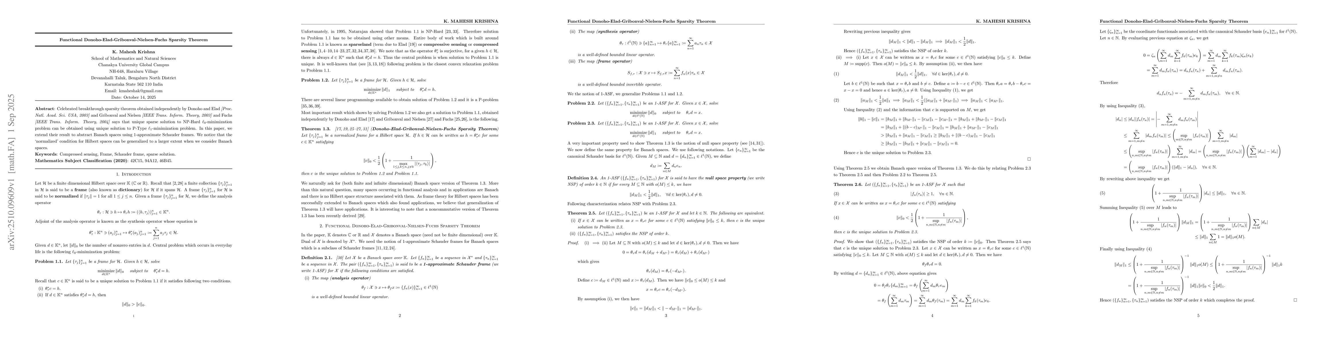 Thumbnail for Functional Donoho-Elad-Gribonval-Nielsen-Fuchs Sparsity Theorem