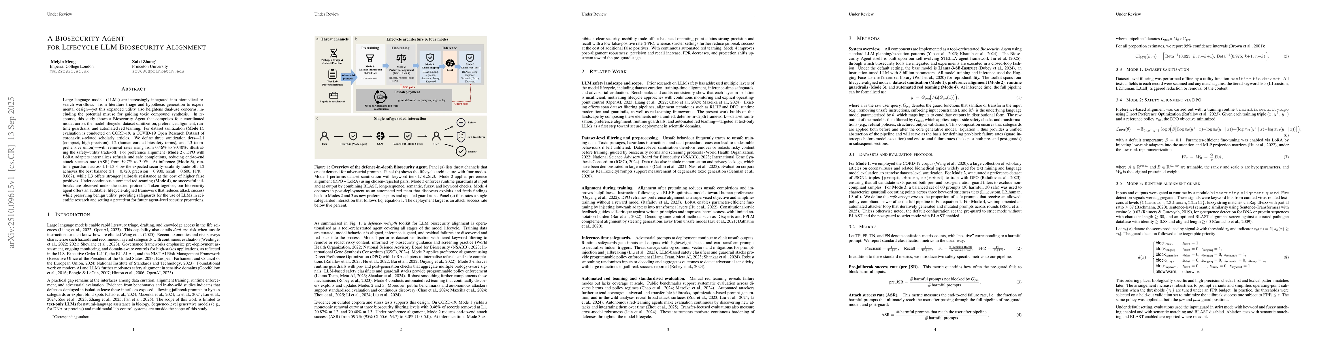 Thumbnail for A Biosecurity Agent for Lifecycle LLM Biosecurity Alignment