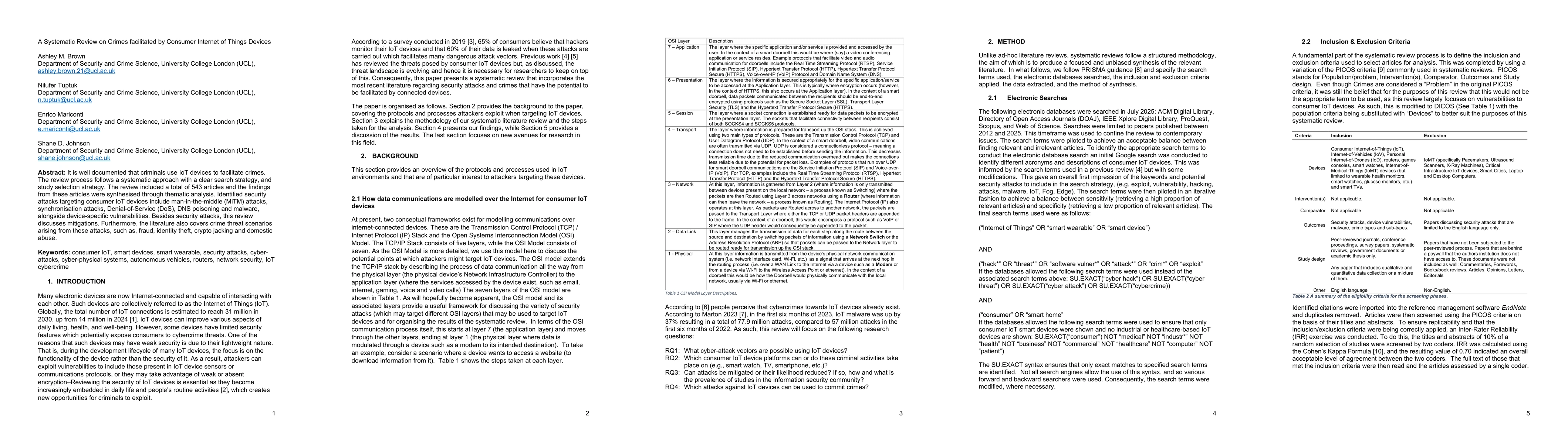 Thumbnail for A Systematic Review on Crimes facilitated by Consumer Internet of Things
  Devices