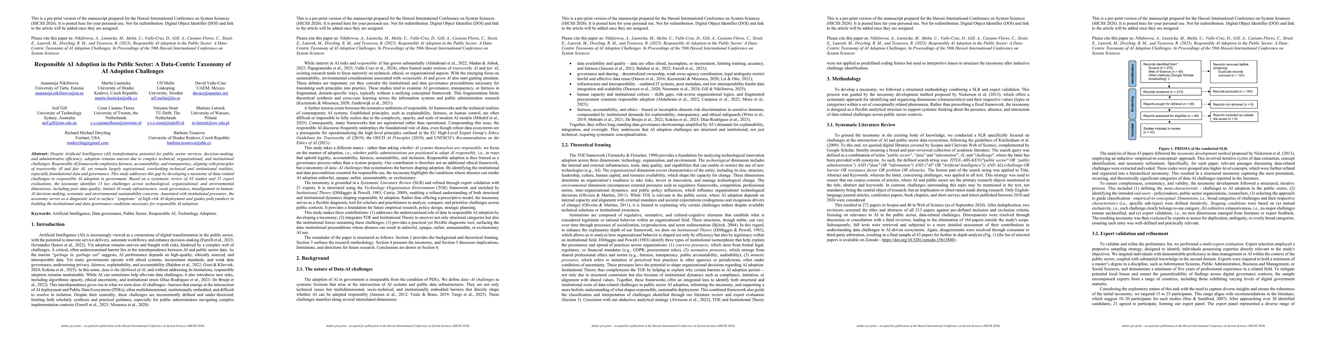 Thumbnail for Responsible AI Adoption in the Public Sector: A Data-Centric Taxonomy of
  AI Adoption Challenges