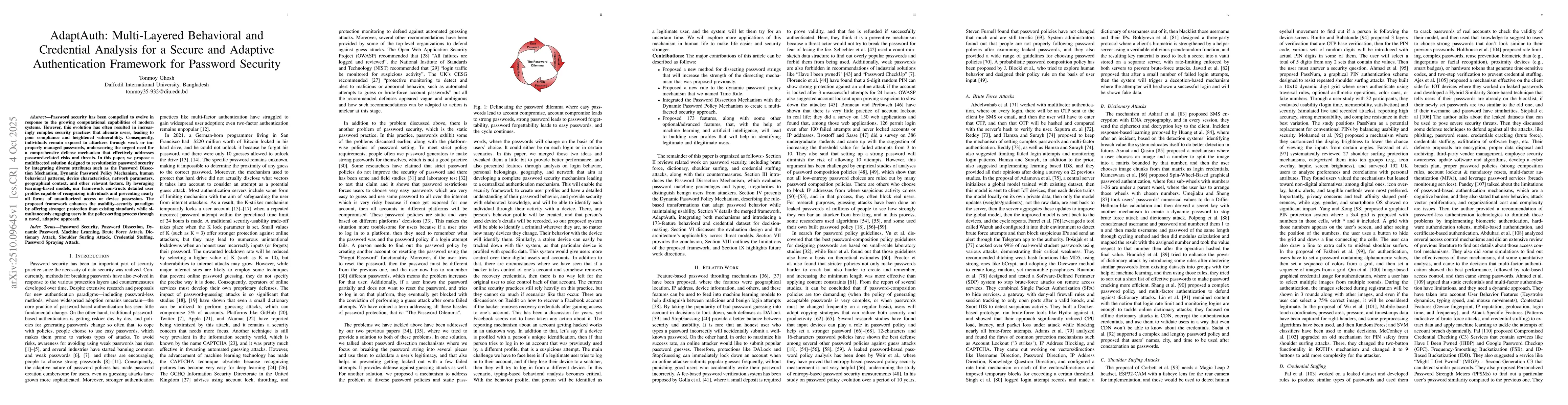 Thumbnail for AdaptAuth: Multi-Layered Behavioral and Credential Analysis for a Secure
  and Adaptive Authentication Framework for Password Security