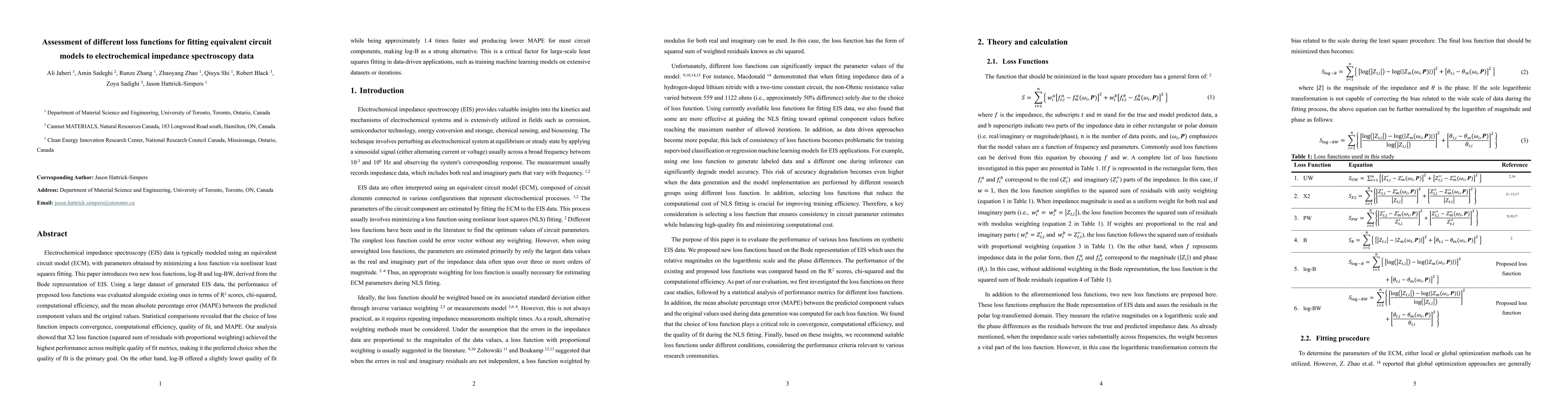 Thumbnail for Assessment of different loss functions for fitting equivalent circuit
  models to electrochemical impedance spectroscopy data
