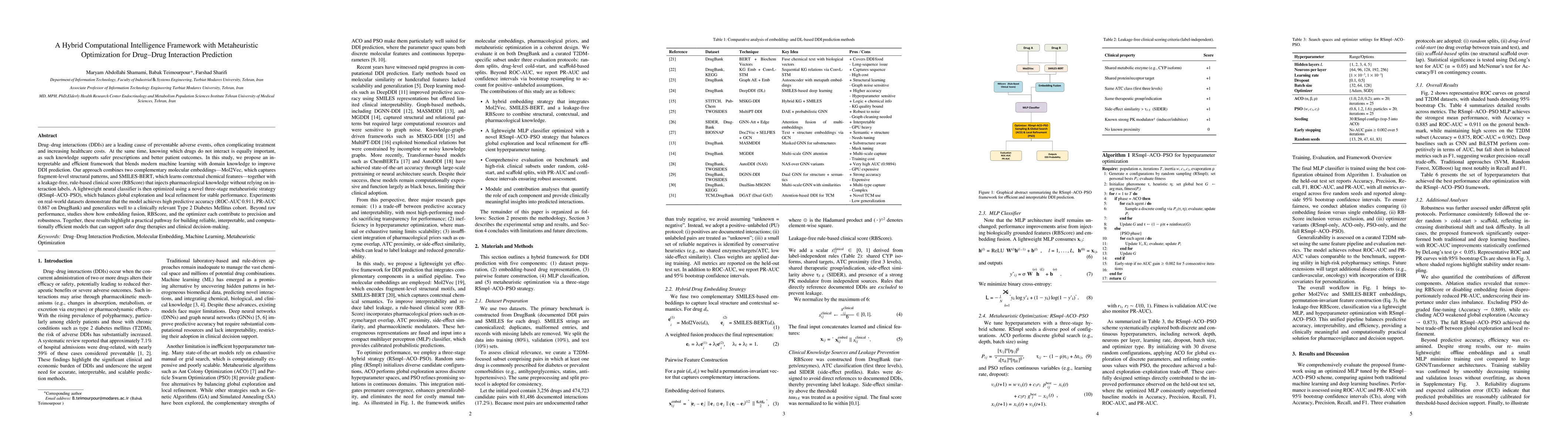 Thumbnail for A Hybrid Computational Intelligence Framework with Metaheuristic
  Optimization for Drug-Drug Interaction Prediction