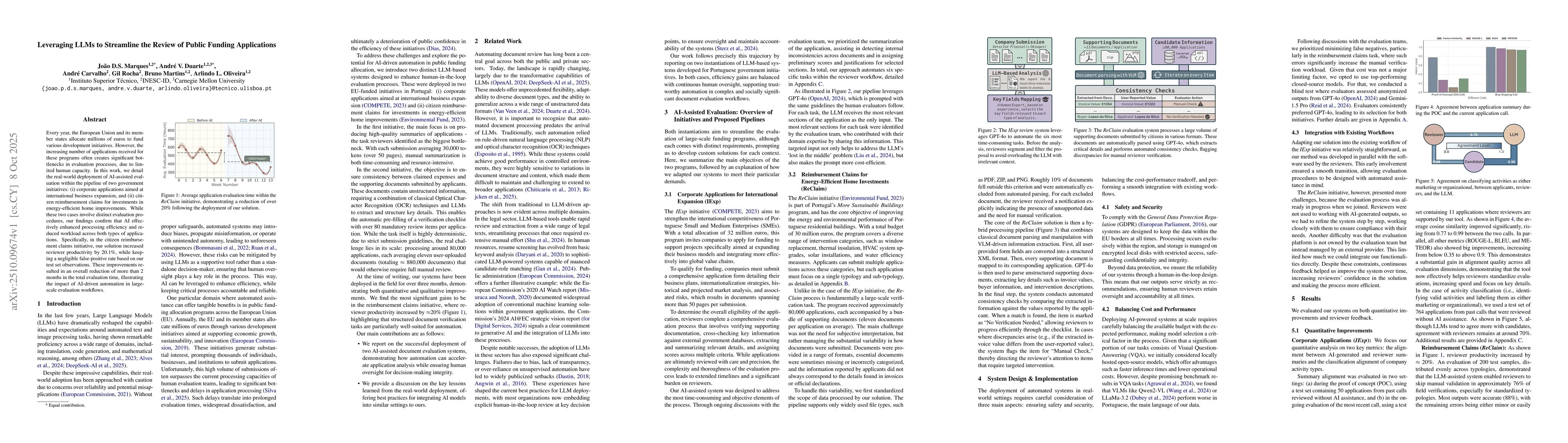 Thumbnail for Leveraging LLMs to Streamline the Review of Public Funding Applications
