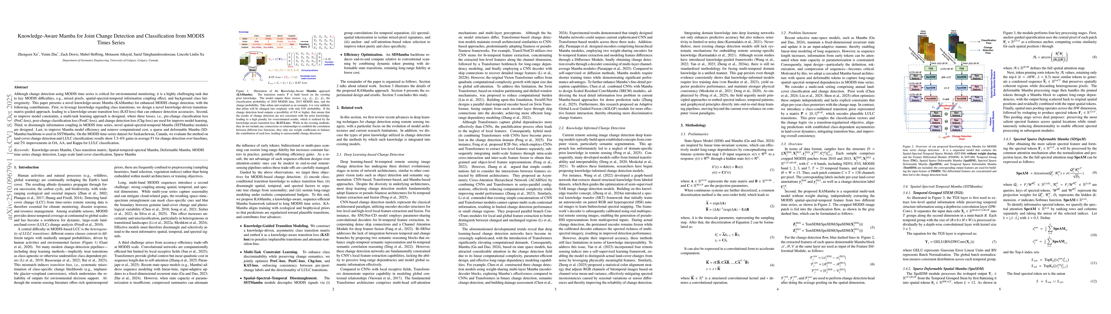 Thumbnail for Knowledge-Aware Mamba for Joint Change Detection and Classification from
  MODIS Times Series