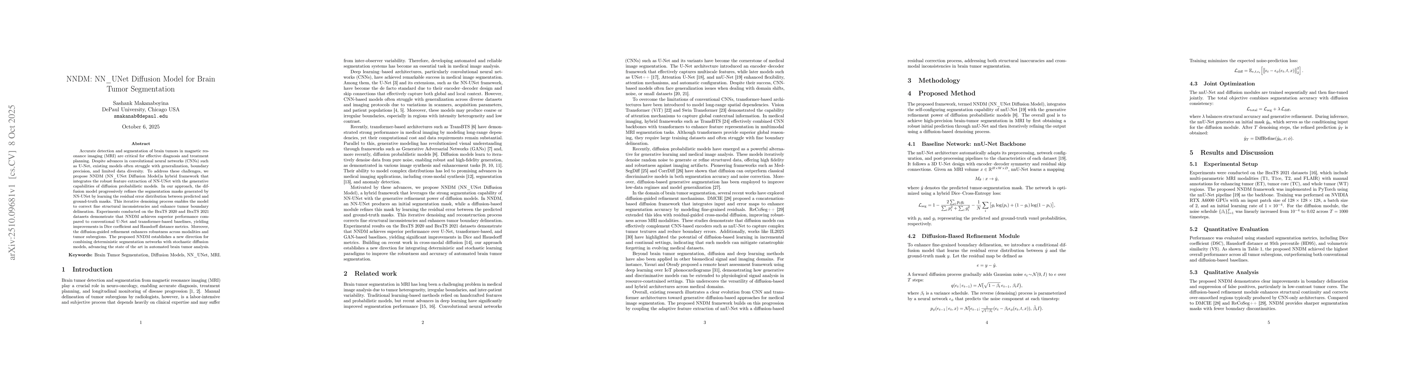 Thumbnail for NNDM: NN_UNet Diffusion Model for Brain Tumor Segmentation