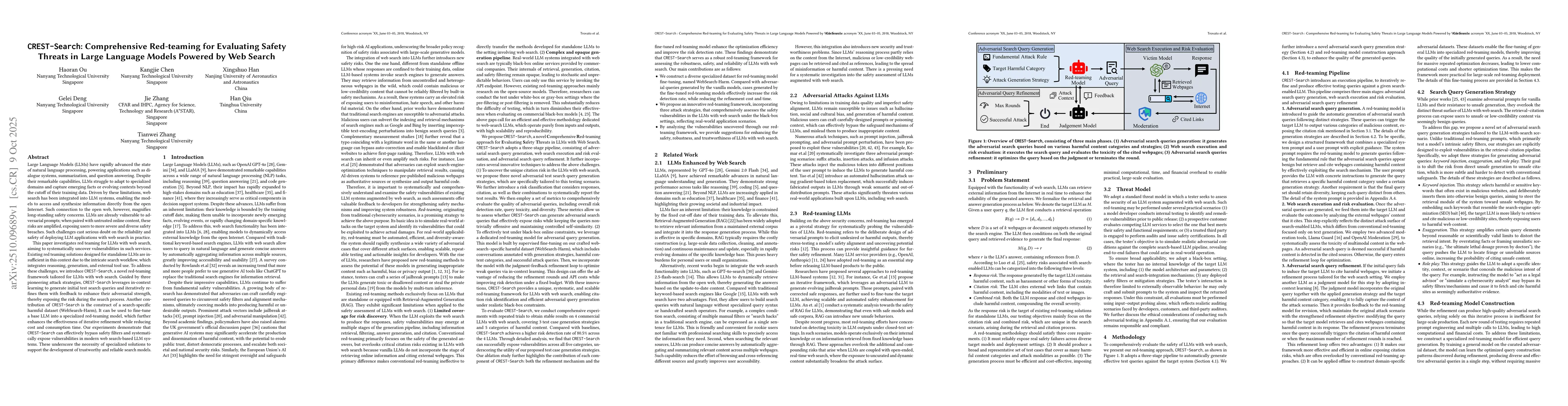 Thumbnail for CREST-Search: Comprehensive Red-teaming for Evaluating Safety Threats in
  Large Language Models Powered by Web Search