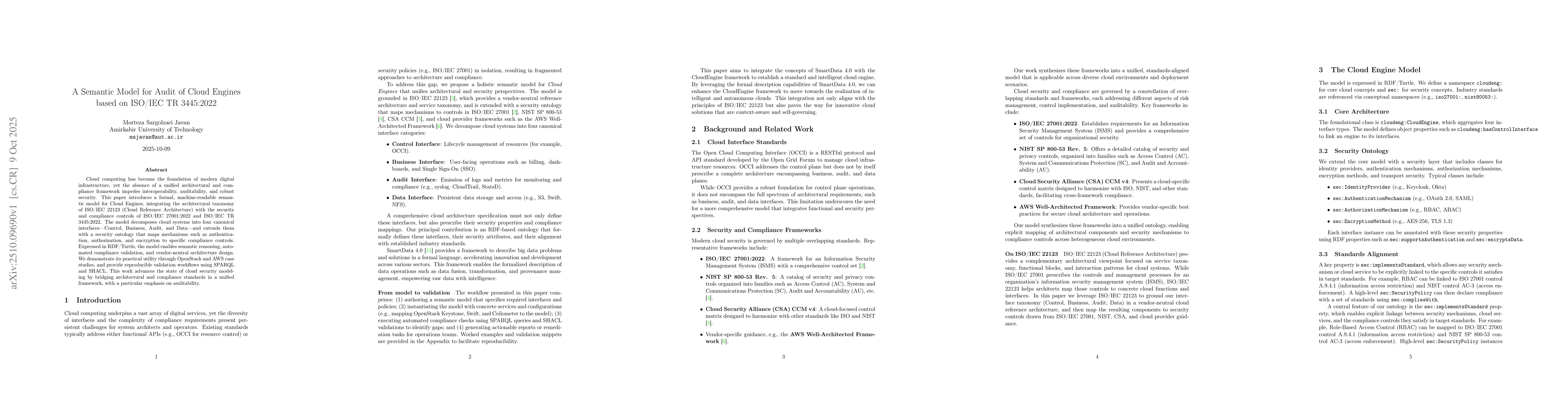 Thumbnail for A Semantic Model for Audit of Cloud Engines based on ISO/IEC TR
  3445:2022