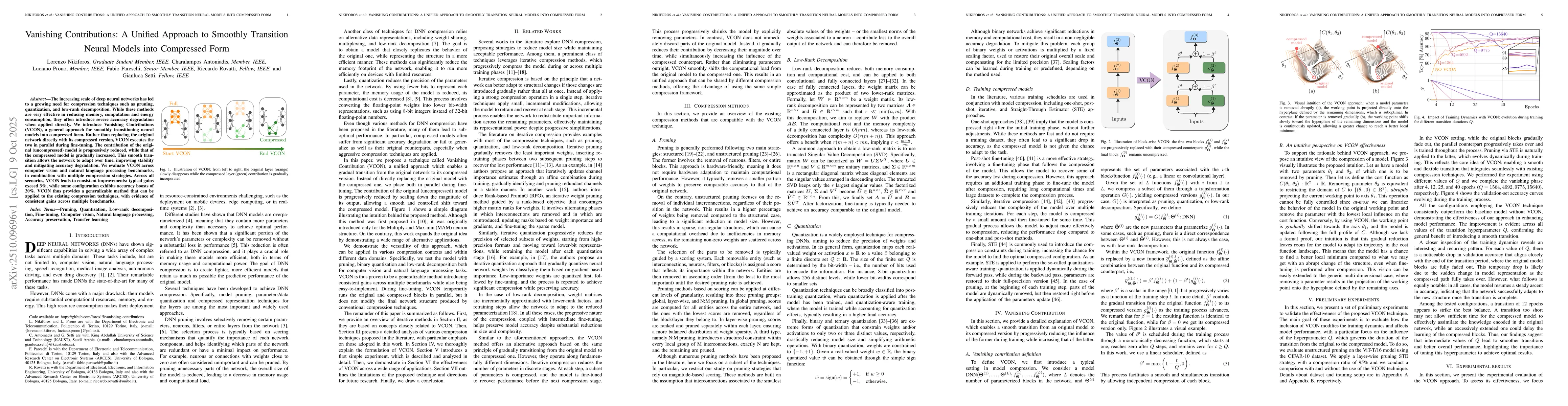 Thumbnail for Vanishing Contributions: A Unified Approach to Smoothly Transition
  Neural Models into Compressed Form