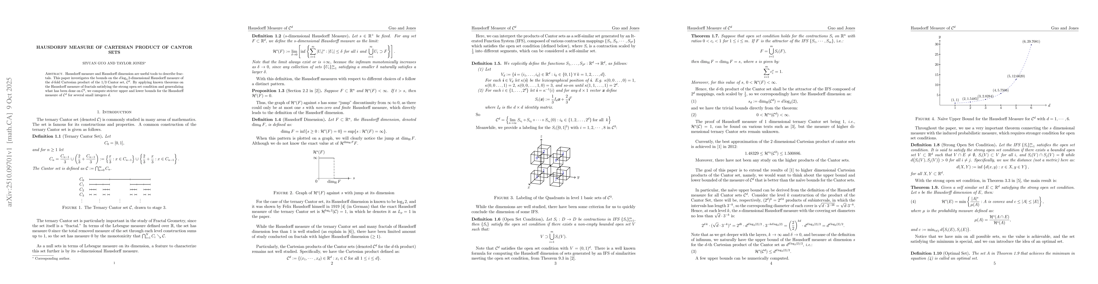 Thumbnail for Hausdorff measure of cartesian product of Cantor sets