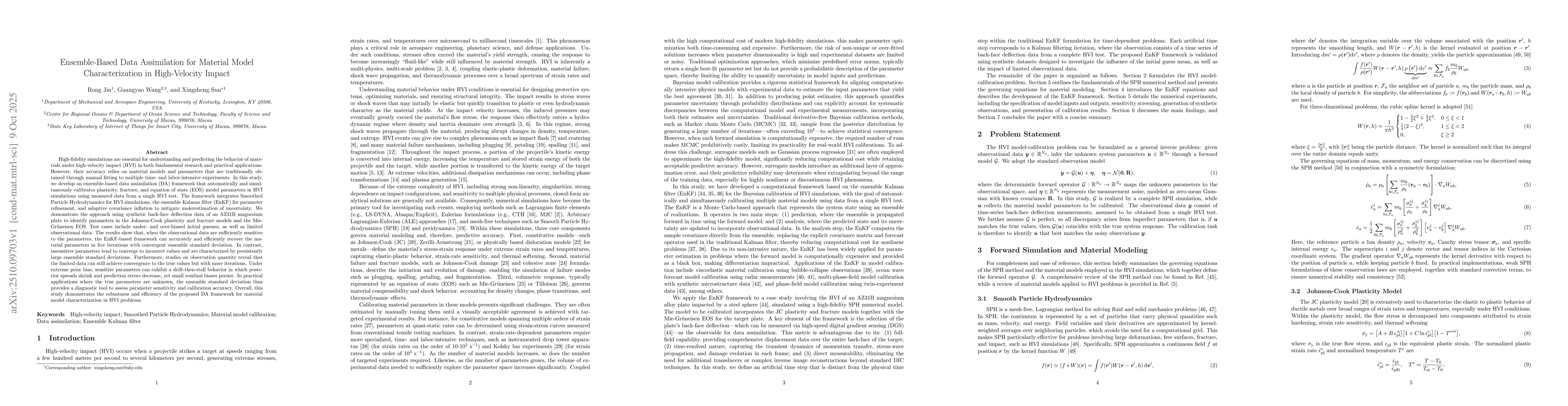 Thumbnail for Ensemble-Based Data Assimilation for Material Model Characterization in
  High-Velocity Impact