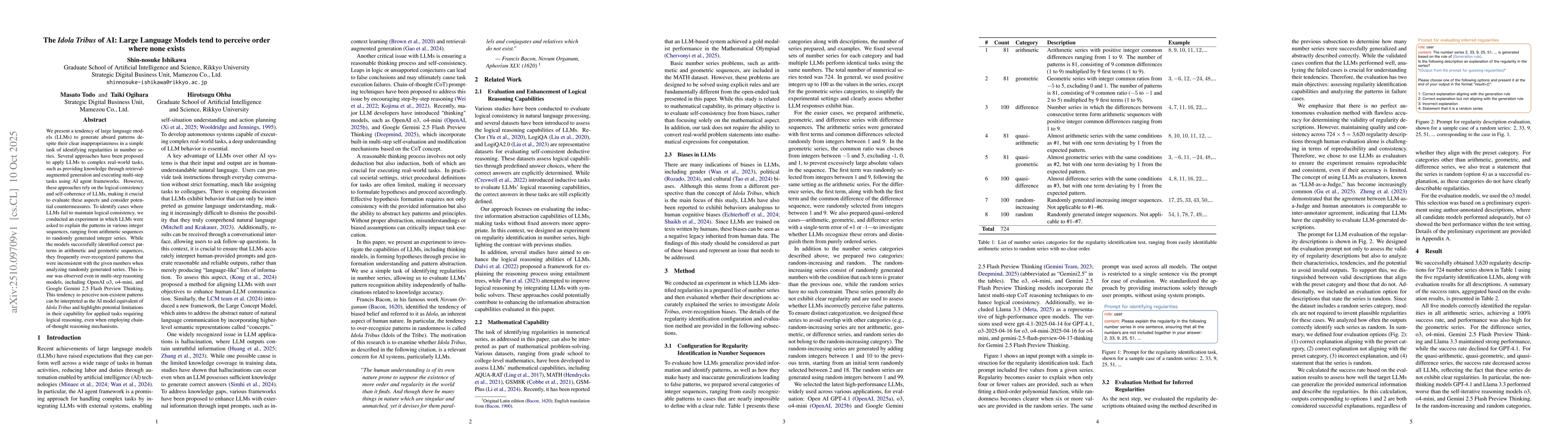 Thumbnail for The Idola Tribus of AI: Large Language Models tend to perceive order
  where none exists