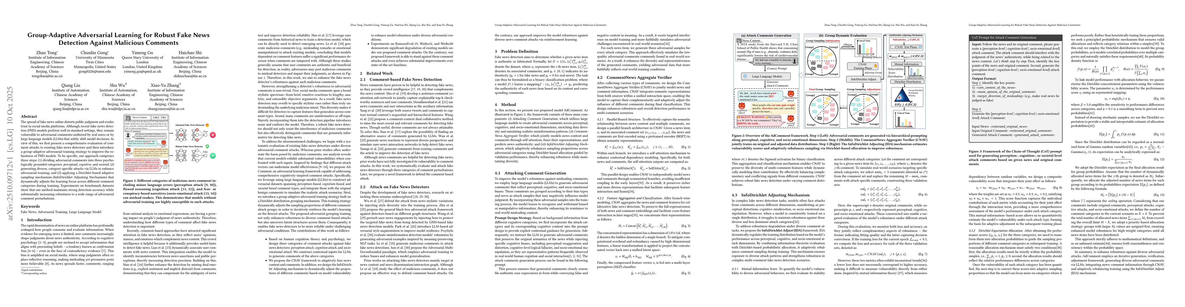 Thumbnail for Group-Adaptive Adversarial Learning for Robust Fake News Detection
  Against Malicious Comments