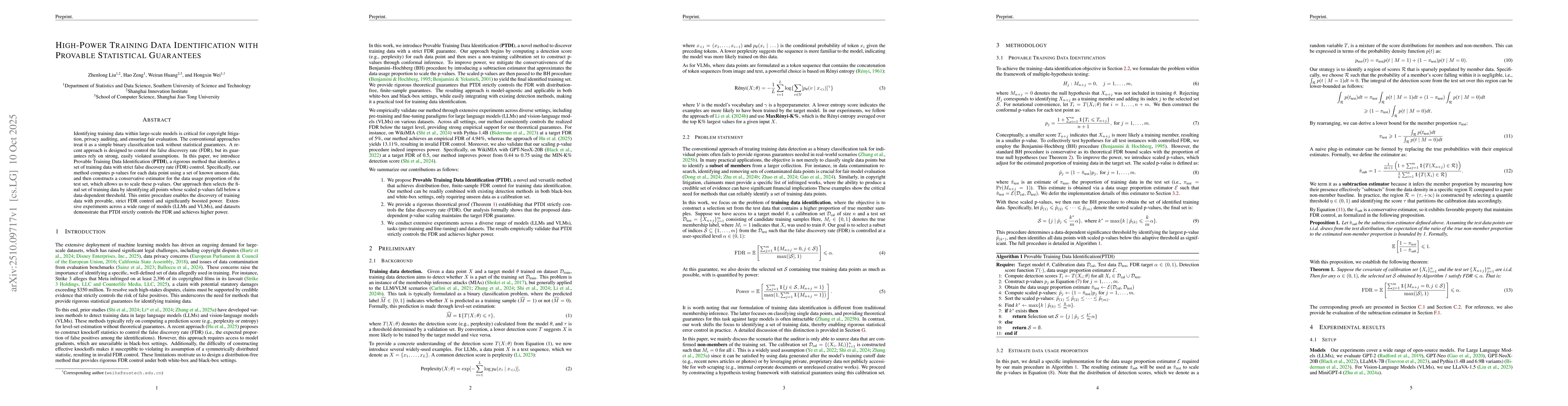 Thumbnail for High-Power Training Data Identification with Provable Statistical
  Guarantees