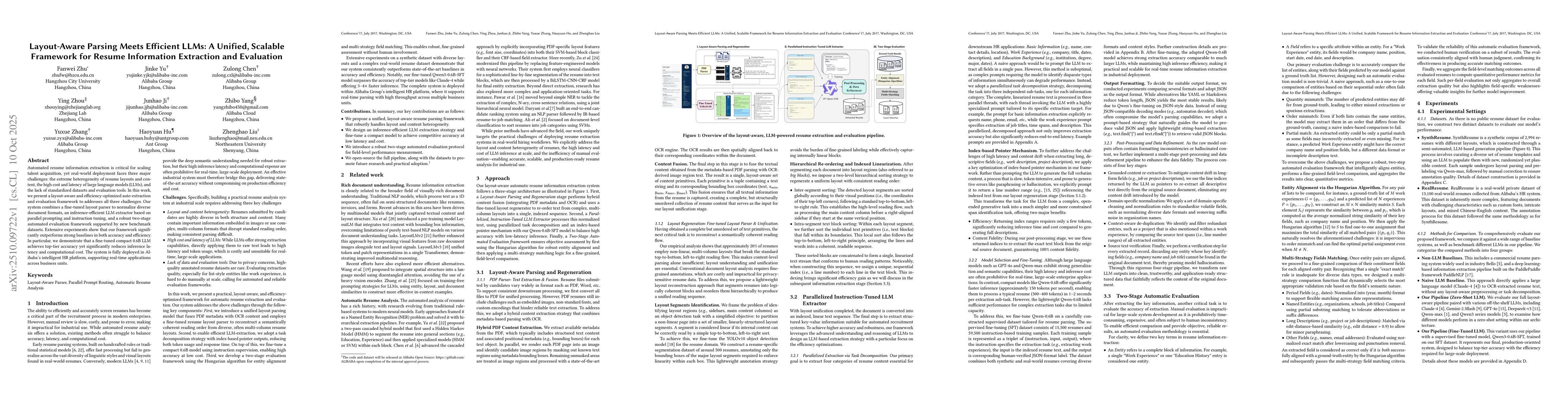 Thumbnail for Layout-Aware Parsing Meets Efficient LLMs: A Unified, Scalable Framework
  for Resume Information Extraction and Evaluation