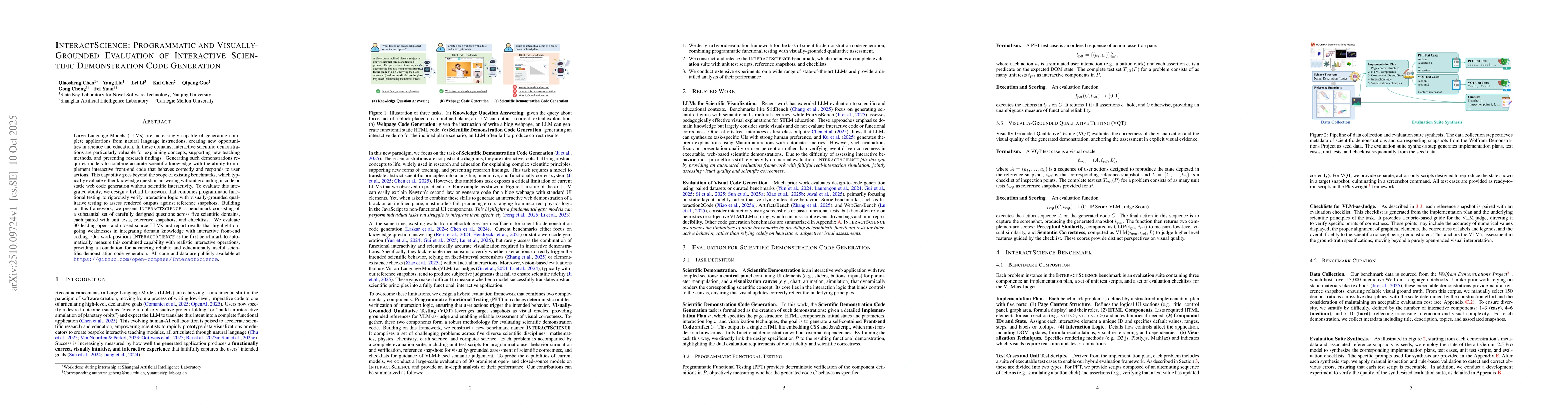 Thumbnail for InteractScience: Programmatic and Visually-Grounded Evaluation of
  Interactive Scientific Demonstration Code Generation