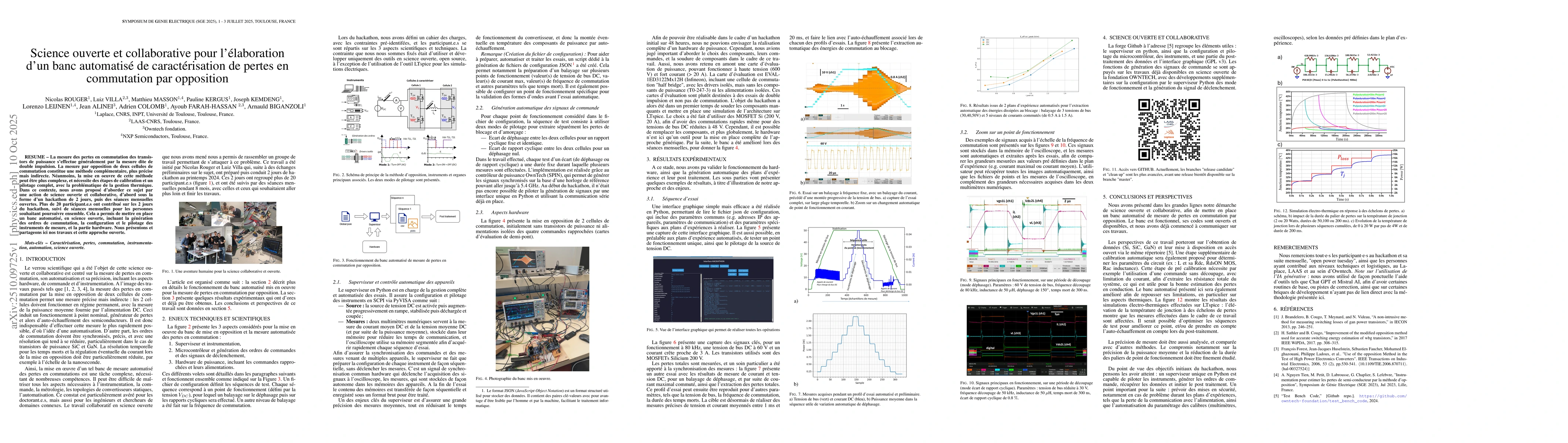 Thumbnail for Science ouverte et collaborative pour l'élaboration d'un banc
  automatisé de caractérisation de pertes en commutation par opposition