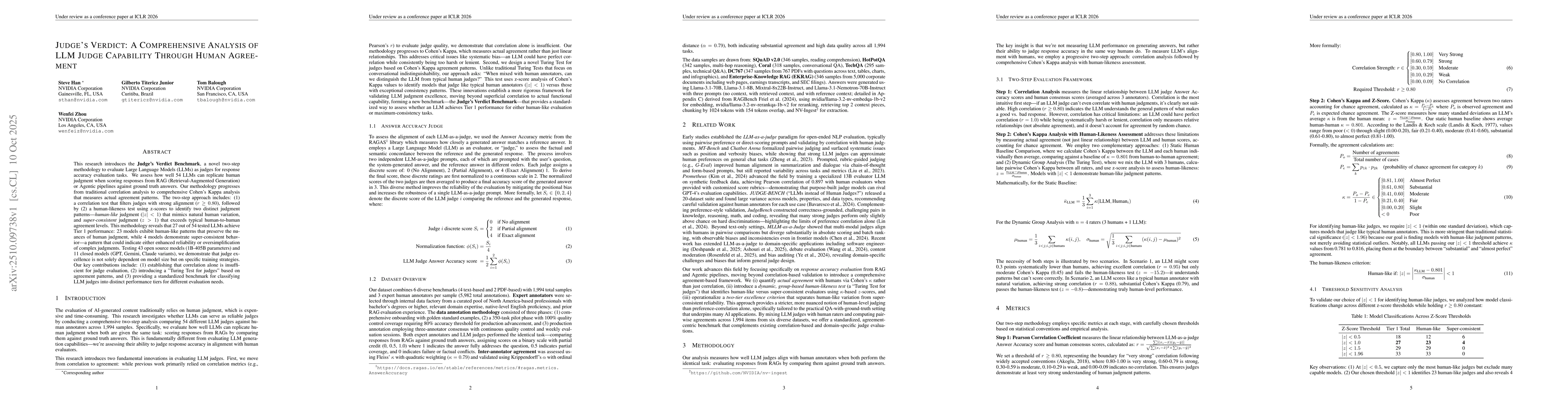 Thumbnail for Judge's Verdict: A Comprehensive Analysis of LLM Judge Capability
  Through Human Agreement