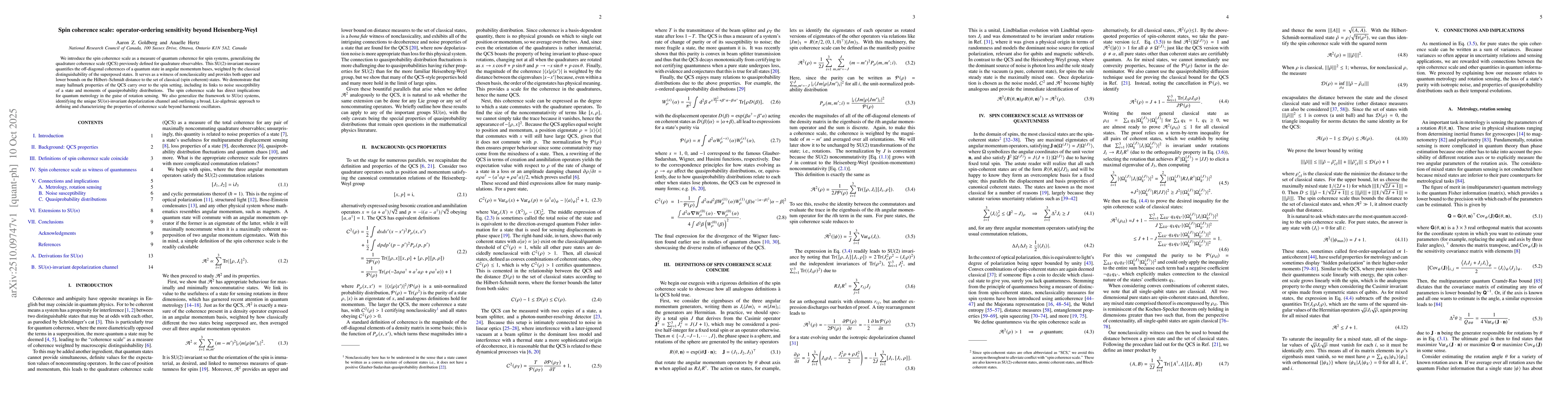 Thumbnail for Spin coherence scale: operator-ordering sensitivity beyond
  Heisenberg-Weyl