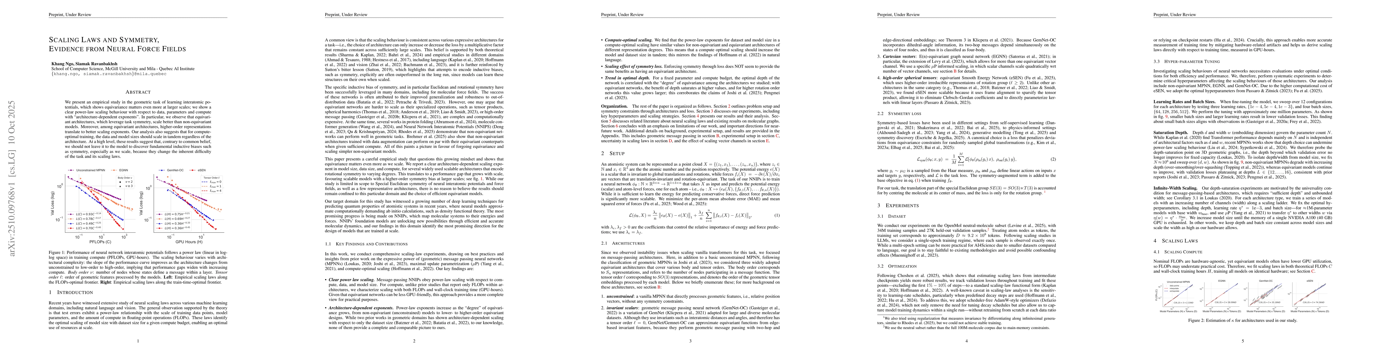 Thumbnail for Scaling Laws and Symmetry, Evidence from Neural Force Fields