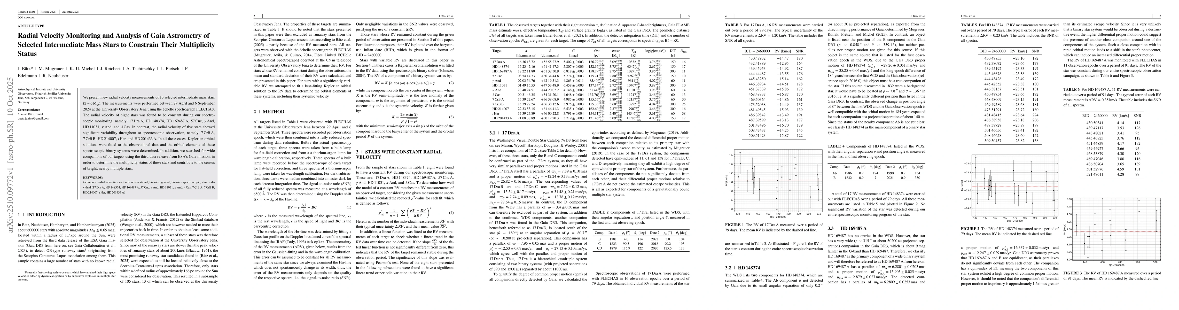 Thumbnail for Radial Velocity Monitoring and Analysis of Gaia Astrometry of Selected
  Intermediate Mass Stars to Constrain Their Multiplicity Status