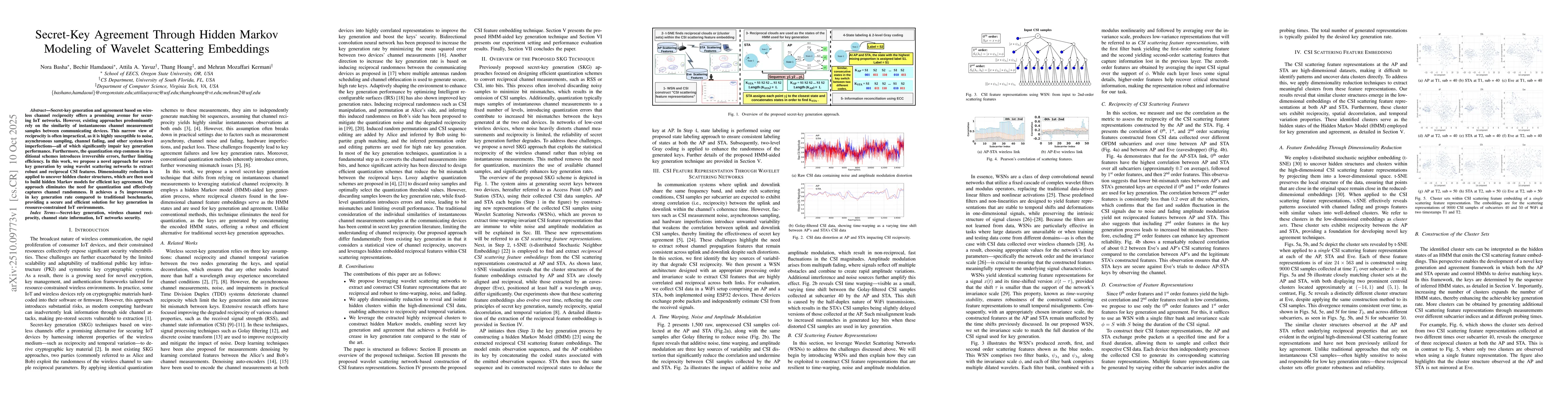 Thumbnail for Secret-Key Agreement Through Hidden Markov Modeling of Wavelet
  Scattering Embeddings