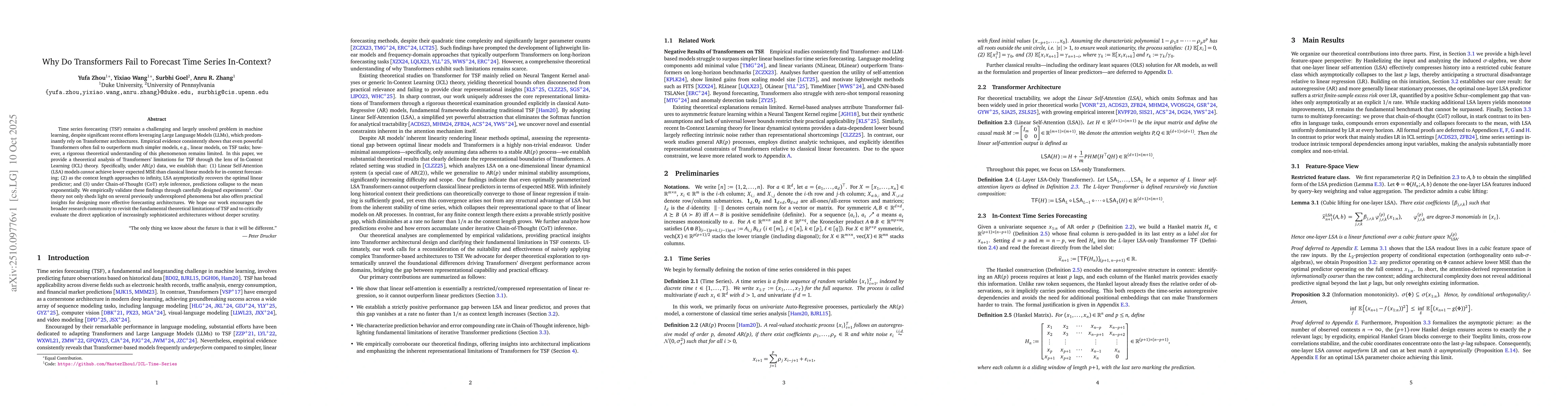 Thumbnail for Why Do Transformers Fail to Forecast Time Series In-Context?