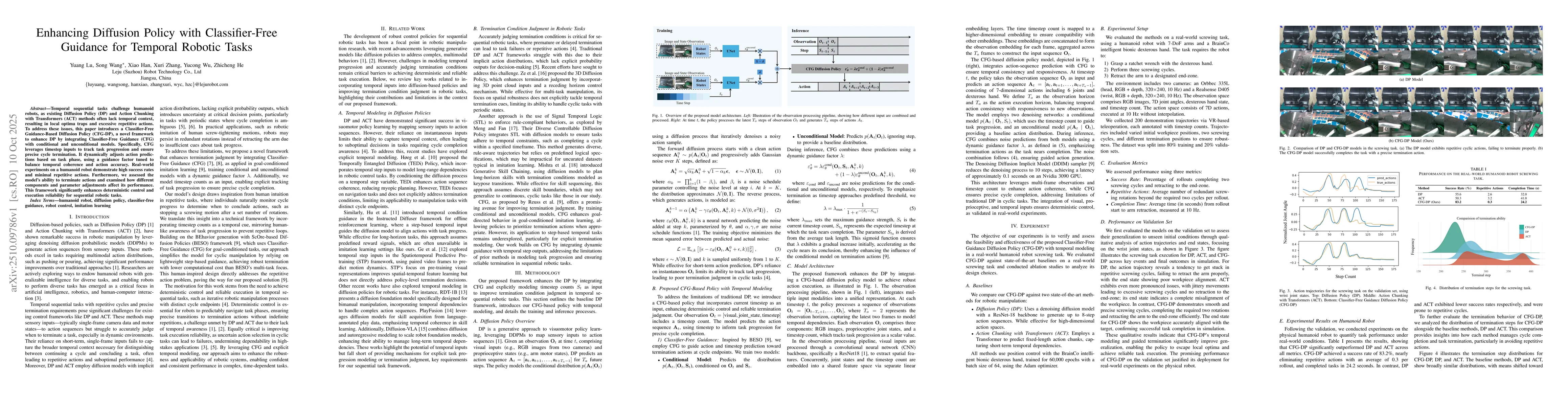 Thumbnail for Enhancing Diffusion Policy with Classifier-Free Guidance for Temporal
  Robotic Tasks