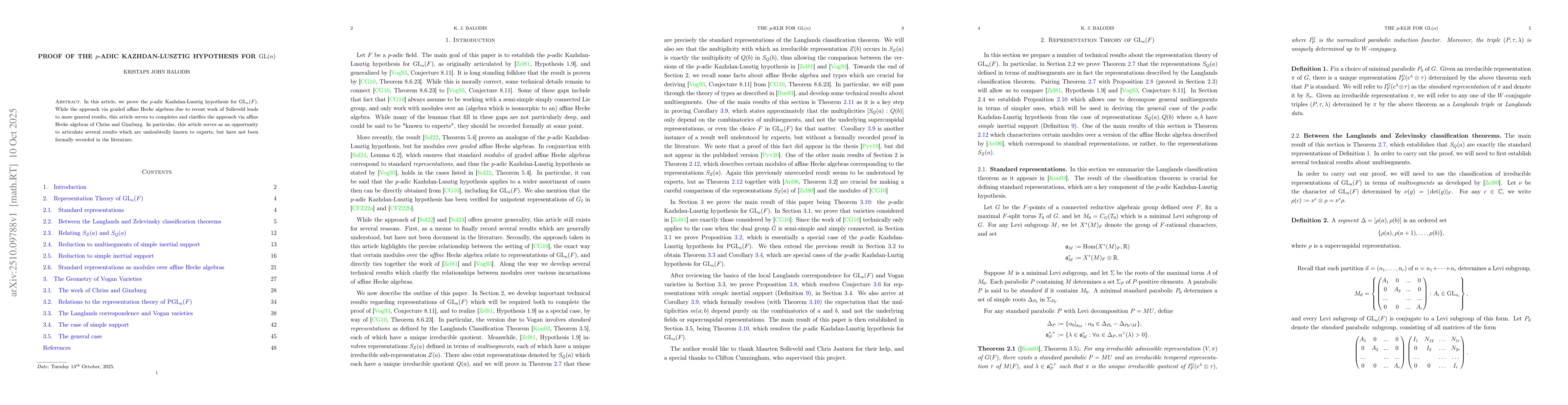 Thumbnail for Proof of the $p$-adic Kazhdan-Lusztig hypothesis for $\mathrm{GL}(n)$