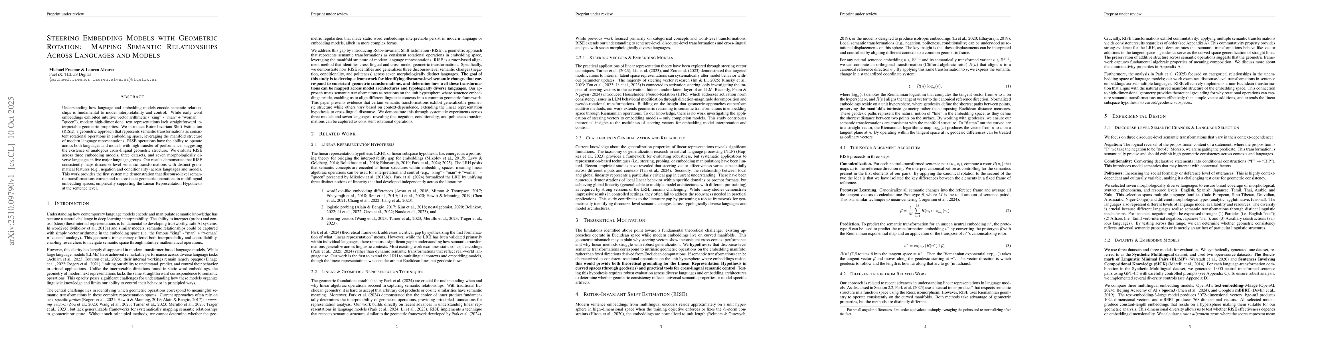 Thumbnail for Steering Embedding Models with Geometric Rotation: Mapping Semantic
  Relationships Across Languages and Models