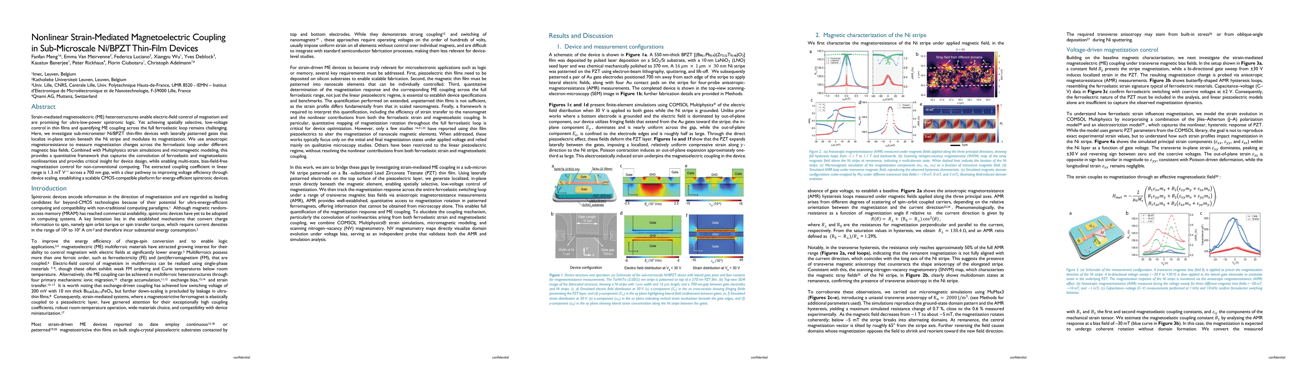 Thumbnail for Nonlinear Strain-Mediated Magnetoelectric Coupling in Sub-Microscale
  Ni/BPZT Thin-Film Devices