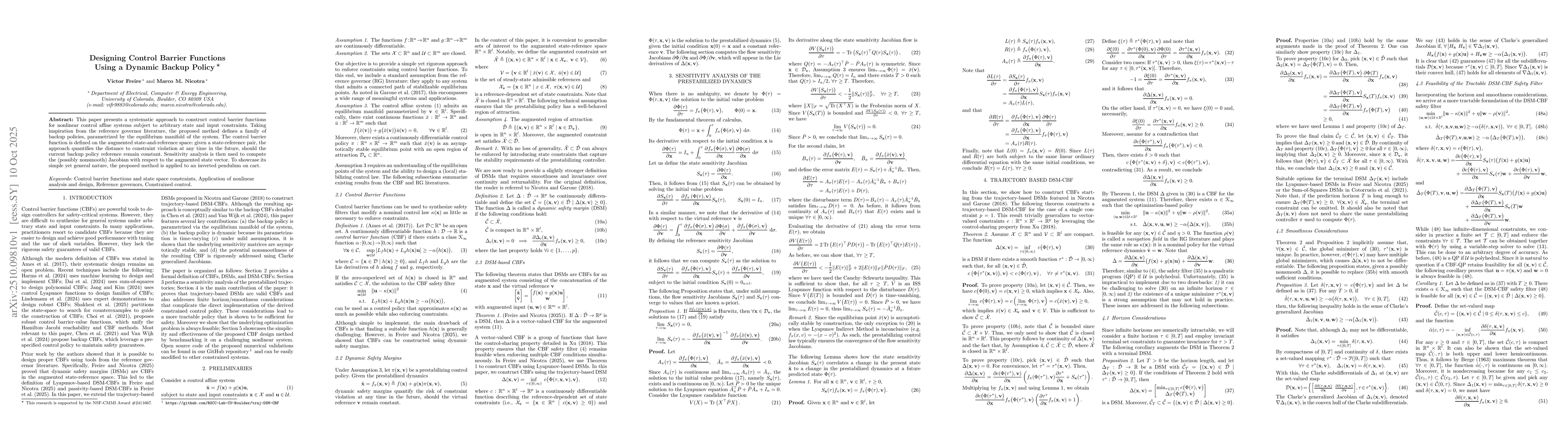 Thumbnail for Designing Control Barrier Functions Using a Dynamic Backup Policy